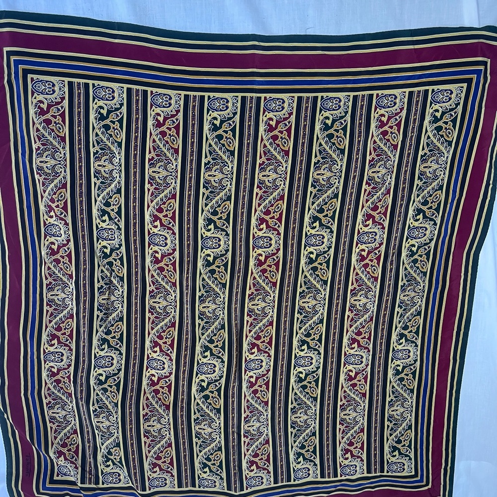 Talbots Burgundy and Navy Striped Scarf